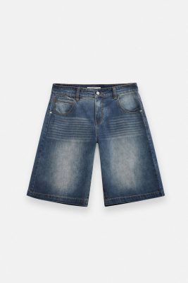 Quần ngố bò họa tiết nhăn đơn giản